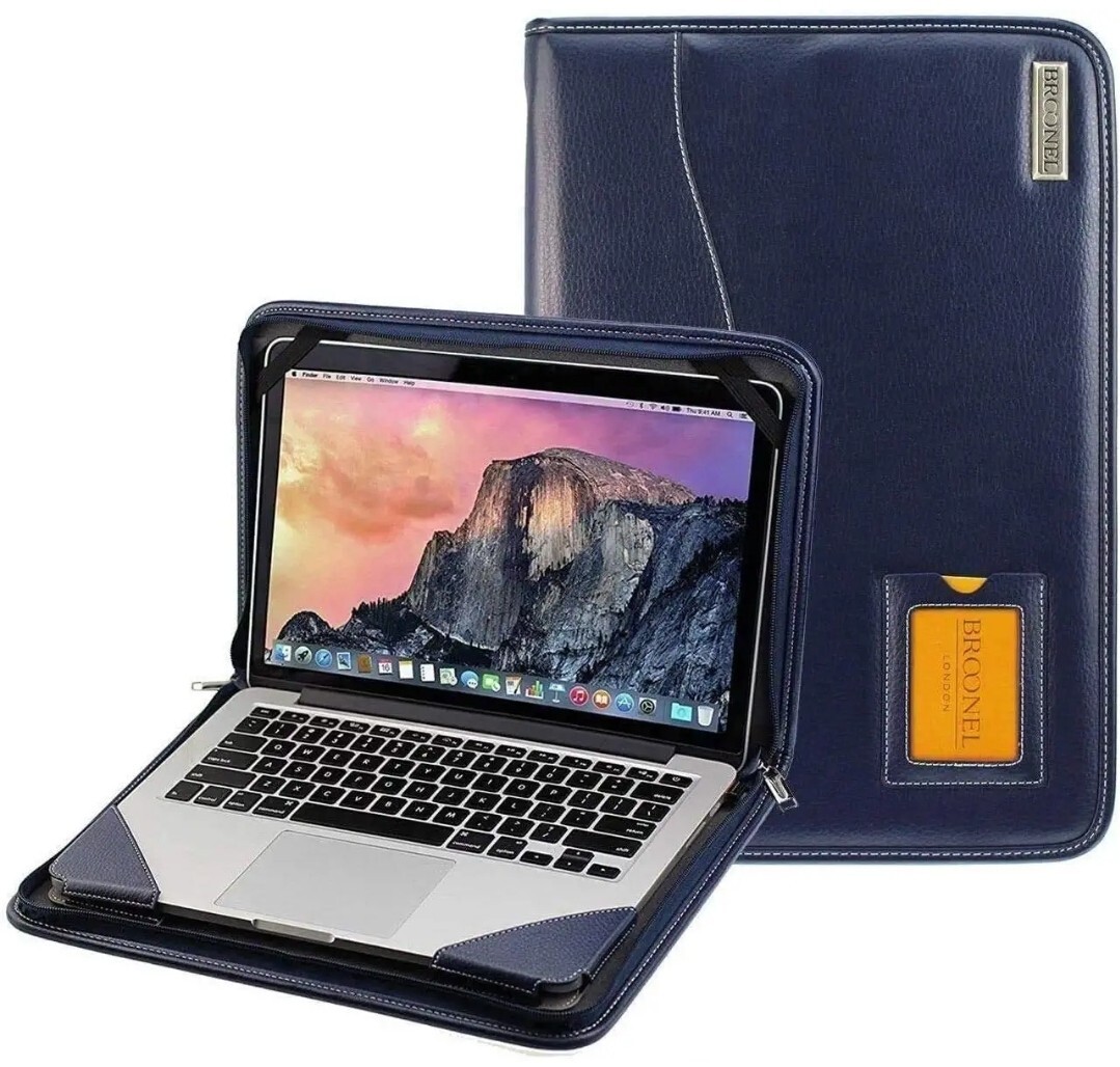Broonel Contour Series Blue Leather Heavy Duty Zipped Case Laptop 15" NEW