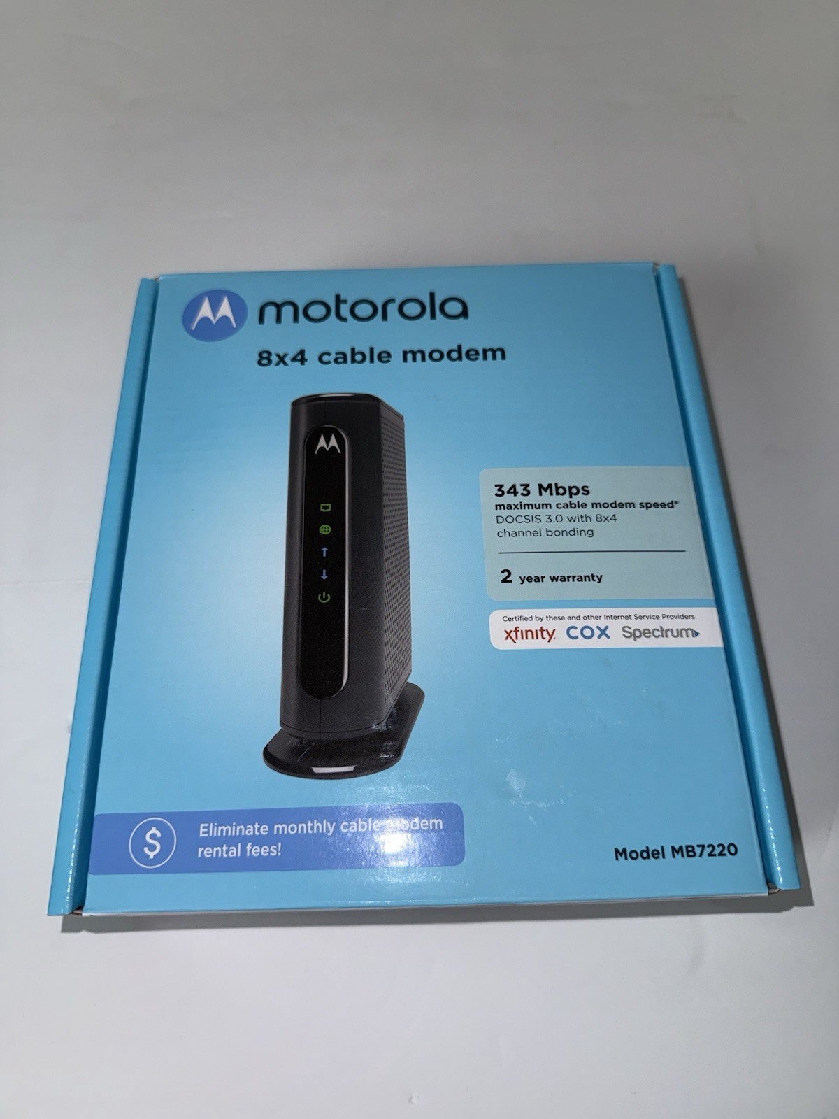 MOTOROLA 8x4 Cable Modem, Model MB7220, 343 Mbps DOCSIS 3.0