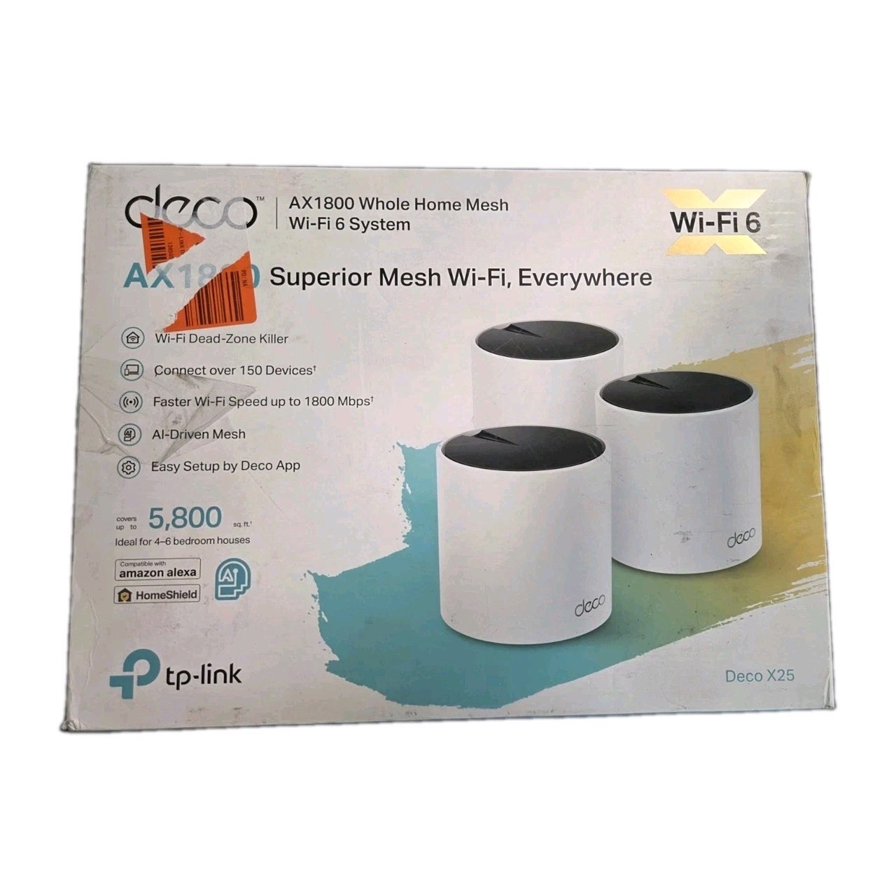 TP-Link Deco X25 AX1800 WiFi 6 Whole Home Mesh System 3-Pack Dual Band Open Box