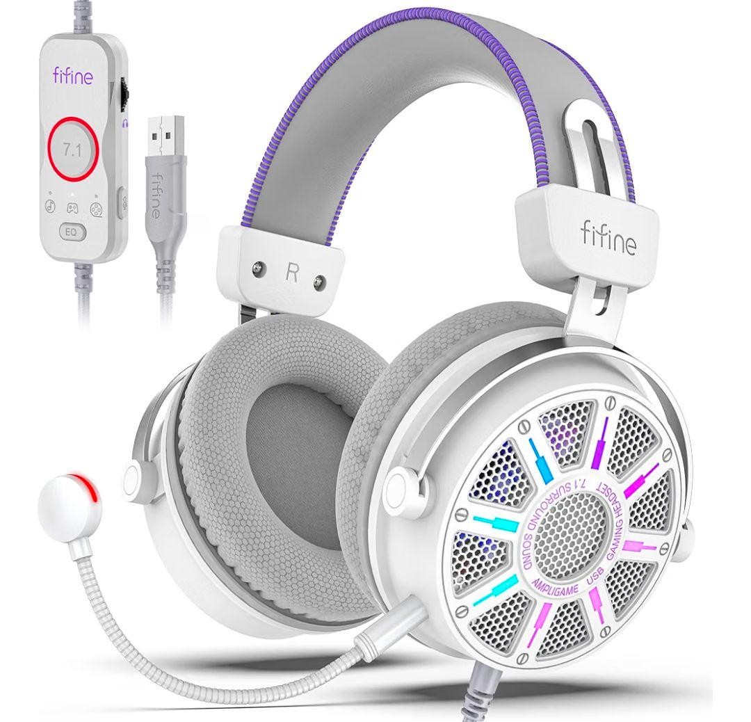 fifine H19 USB Open-Back Gaming Headset 7.1 Surround Sound Unused