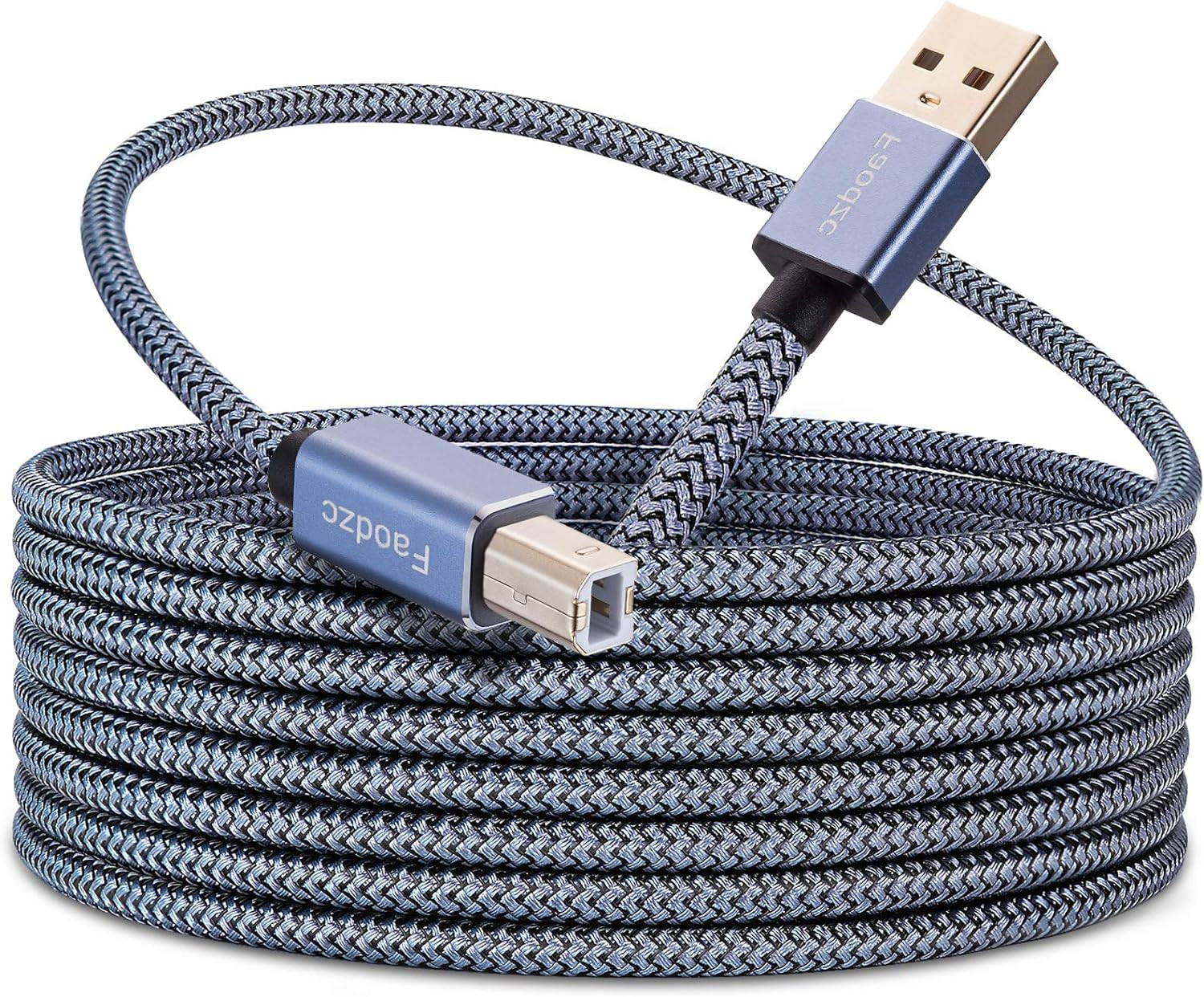25 Ft USB Printer Cord 2.0 Type a Male to B Male - High Speed Compatible with HP