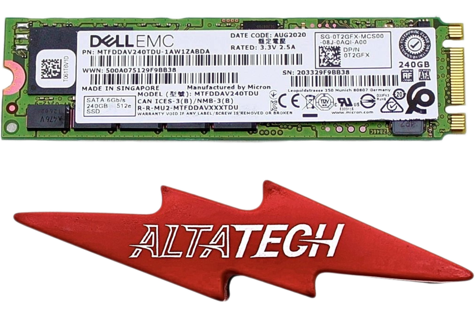 Dell T2GFX 240GB SSD SATA 6G M.2 BOSS (2280) MTFDDAV240TDU
