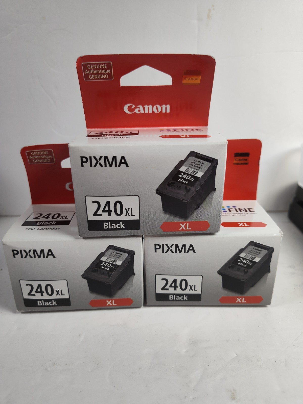 Lot Of 3 New & Sealed Genuine Canon 240 XL Fine Black Ink Cartridge 240XL NIB