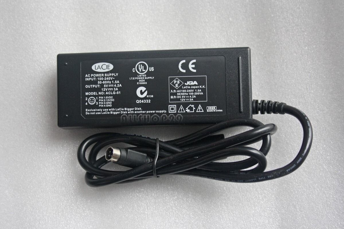 Netzteil Lacie D2 ACU057A-0512 AC Adapter 5V 4.2A 12V 3A 4 Pin Lacie Original
