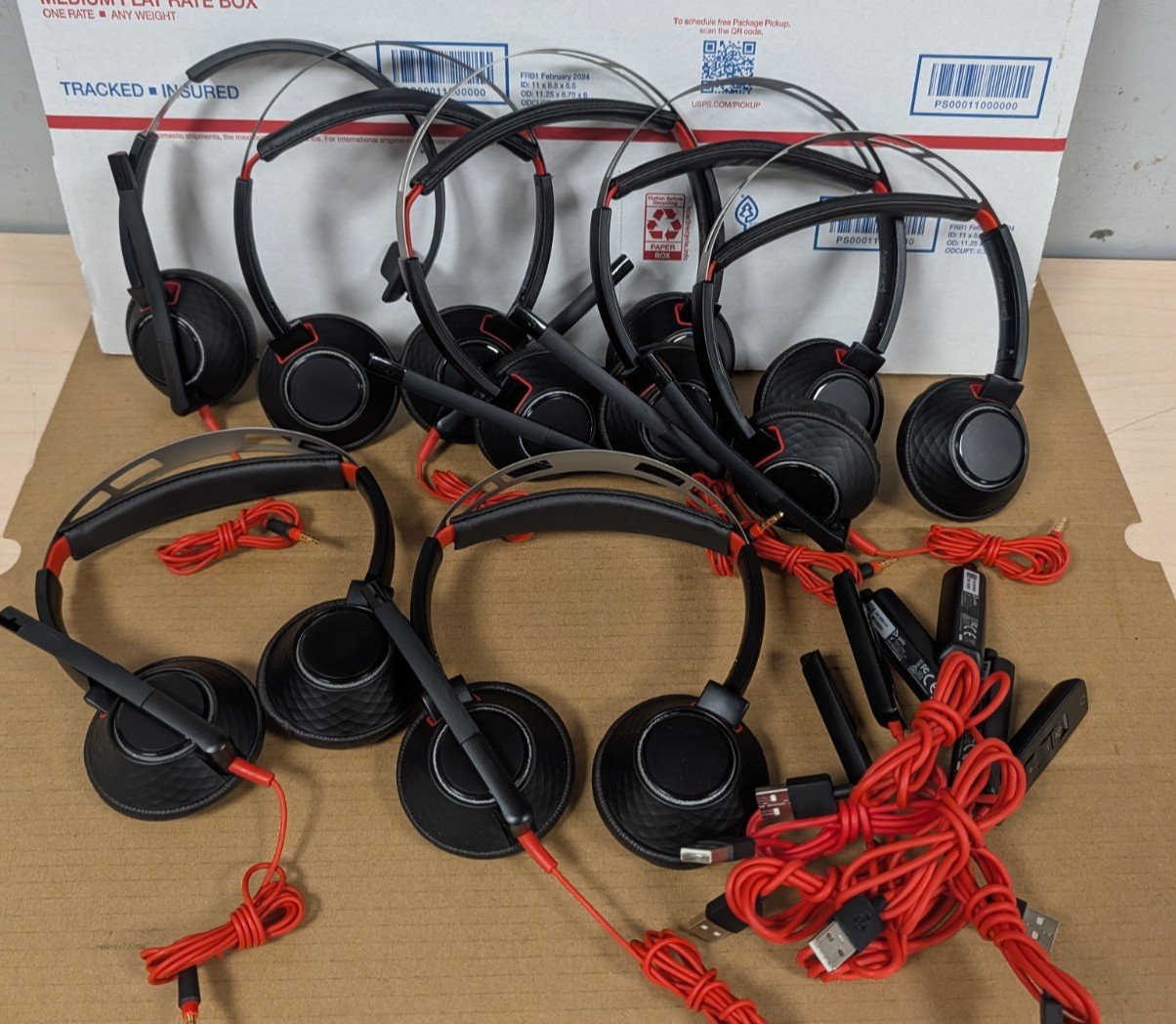 (LOT OF 7) Plantronics Poly Blackwire C5220T/C5210Wired Headset W/(X6) C5220 USB