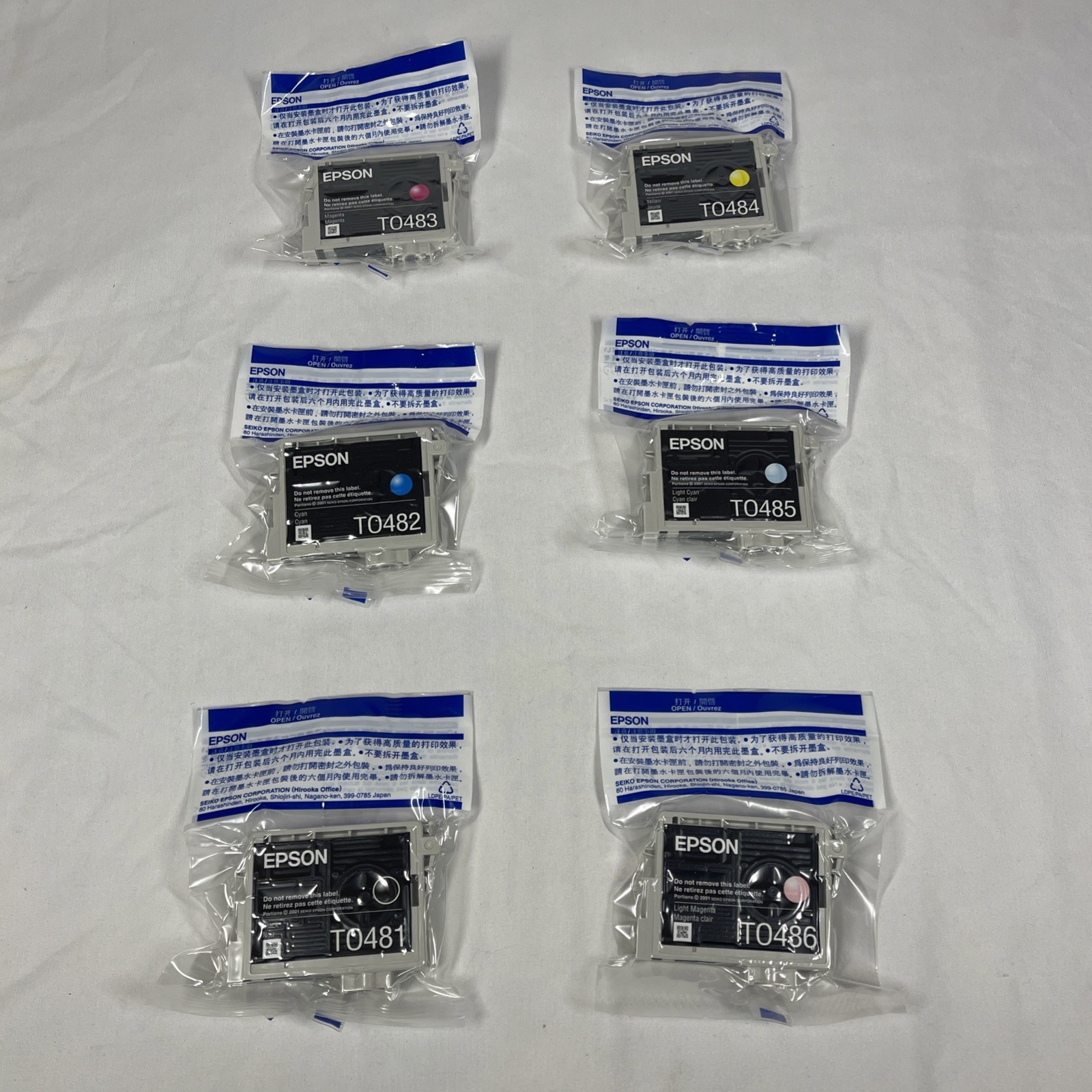 SET 6 Genuine Factory Sealed Epson T0481 T0482 T0483 T484 etc Inks 48  2017-2019