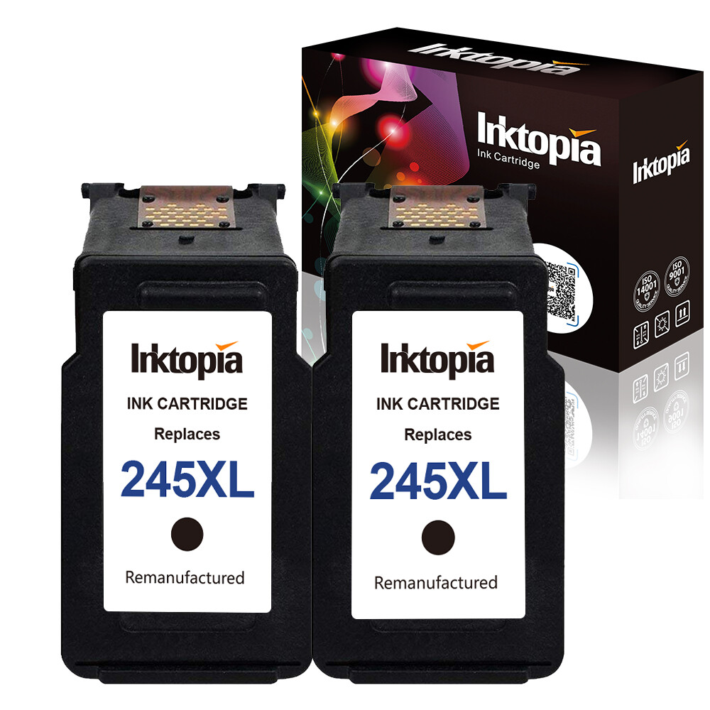 2 Pks PG-245 XL Black Ink Cartridges for Canon MG2922 MG2924 MG2500 MG2520,