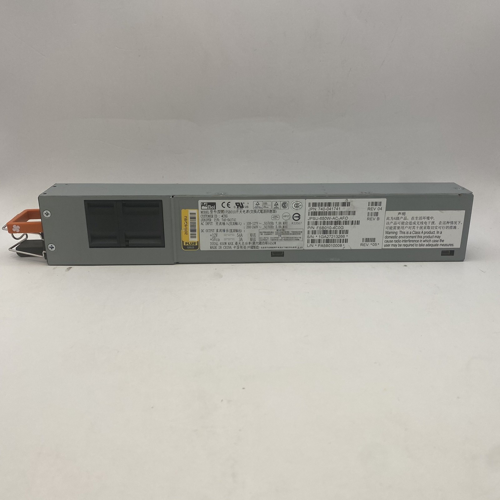 Juniper Networks 650W AC Power Supply FSB010 740-041741