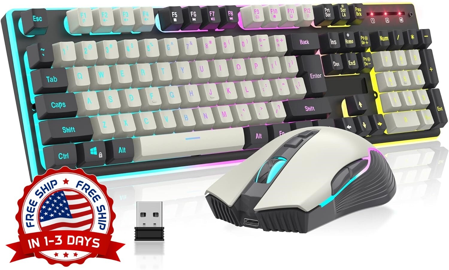 Jugeo De Teclado Y Mouse Gamer Mecanico Para Gaming Multicolor LED Raton Combo