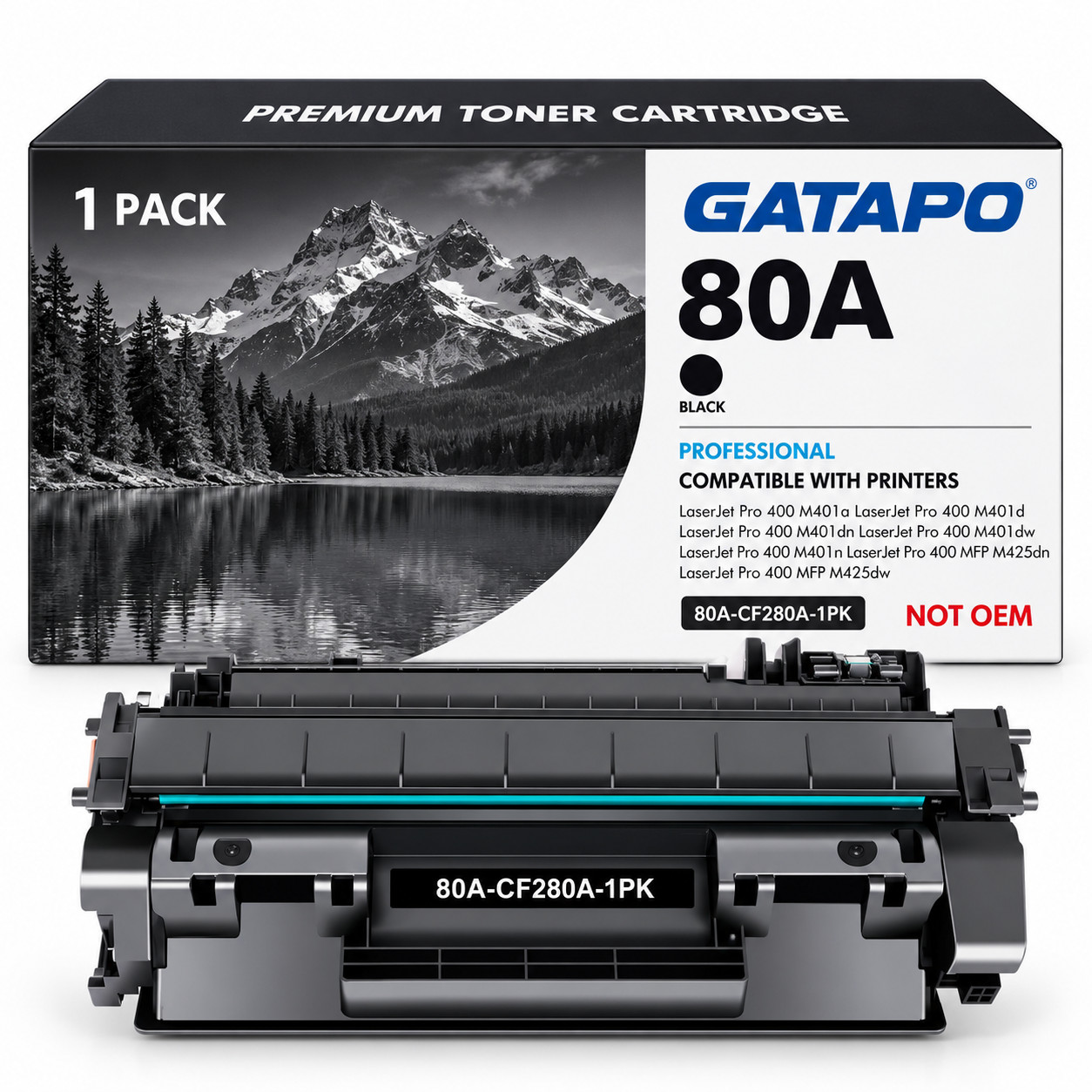1PK Black CF280A Toner Cartridge fits for HP 80A LaserJet Pro 400 M401d M401n