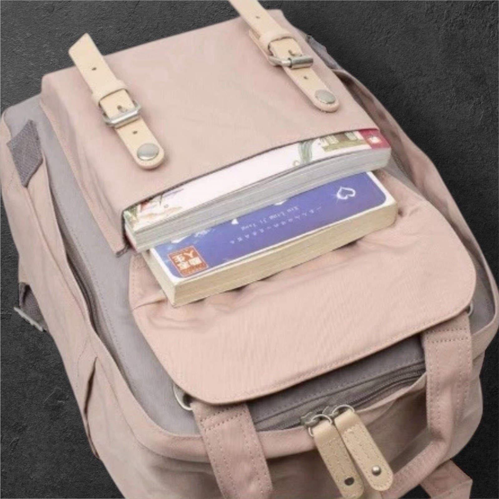 Pink Backpack Waterproof Laptop Travel Bag Womens 14.9” Gray Himawari School Bag