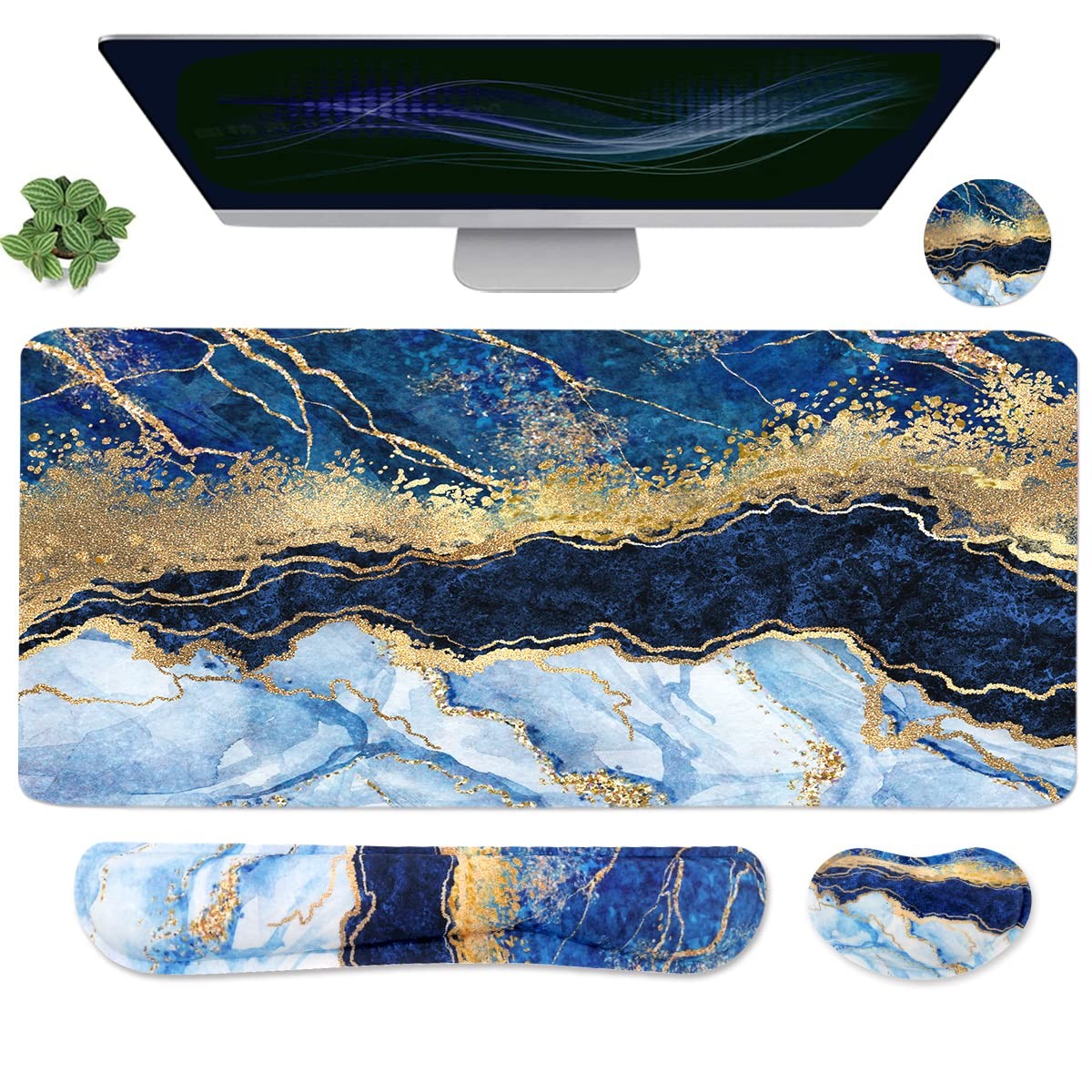 Ergonomic Large Mouse Pad and Keyboard Wrist Rest, Desk Pad for Keyboard and Mou