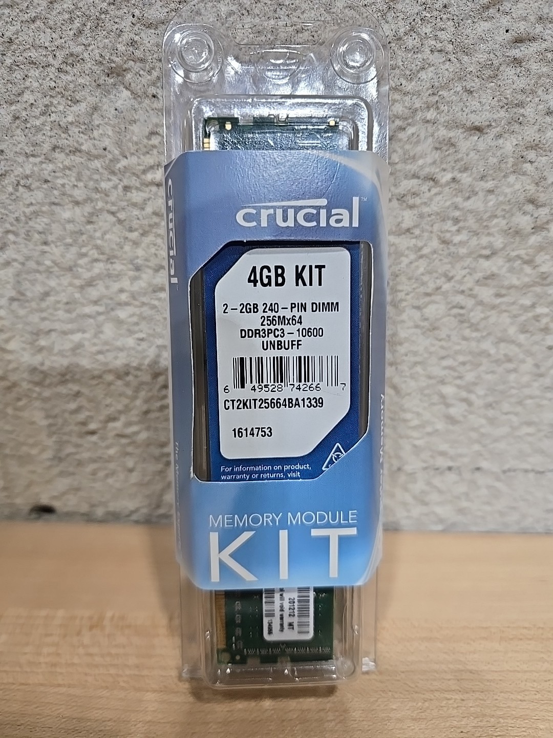 Crucial 4GB (2x2GB) DDR3 PC3-10600 1333MHz Desktop Memory Kit CT2KIT25664BA1339