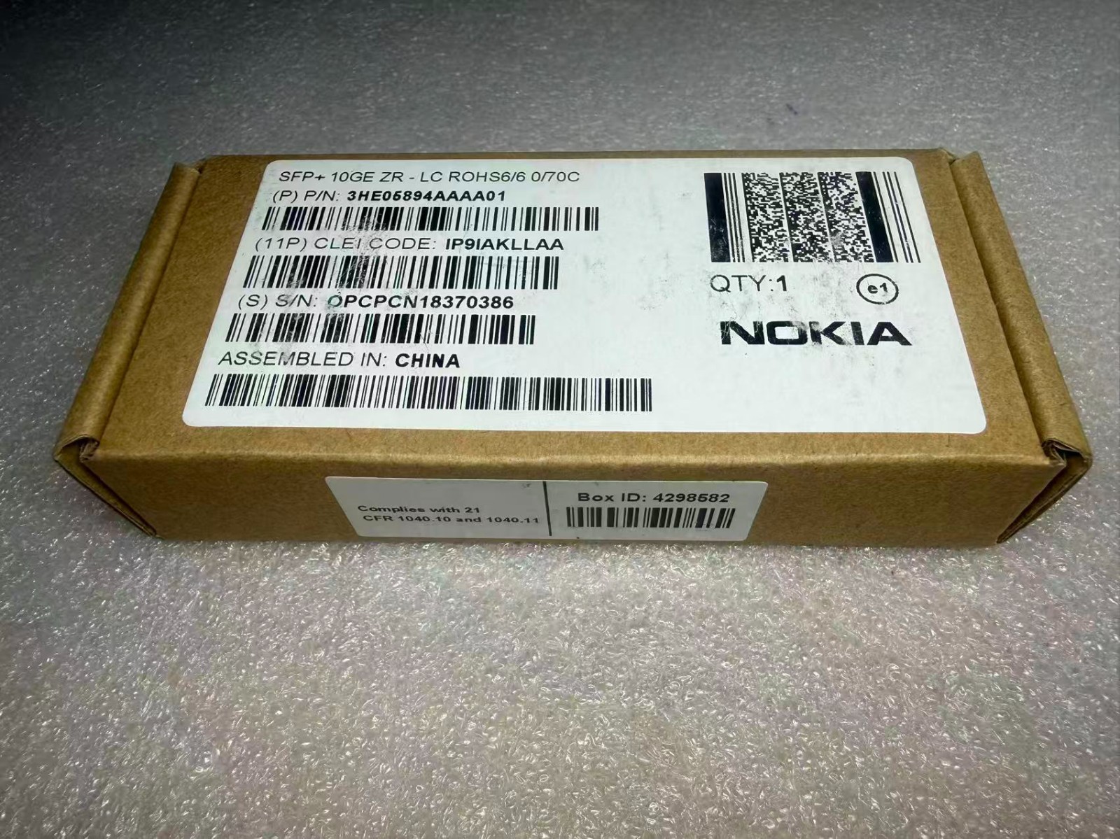 Nokia 3HE05894AAAA01 SFP+ 10GE ZR - LC Optical Transceiver Module