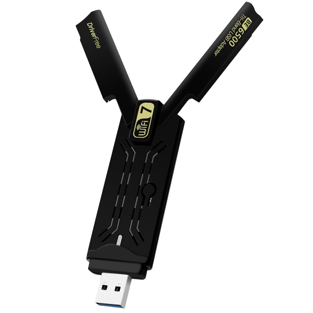 WiFi 7 USB Adapter BE6500 6.5Gbps RTL8912AU Tri-Band 802.11be for Desktop/Laptop