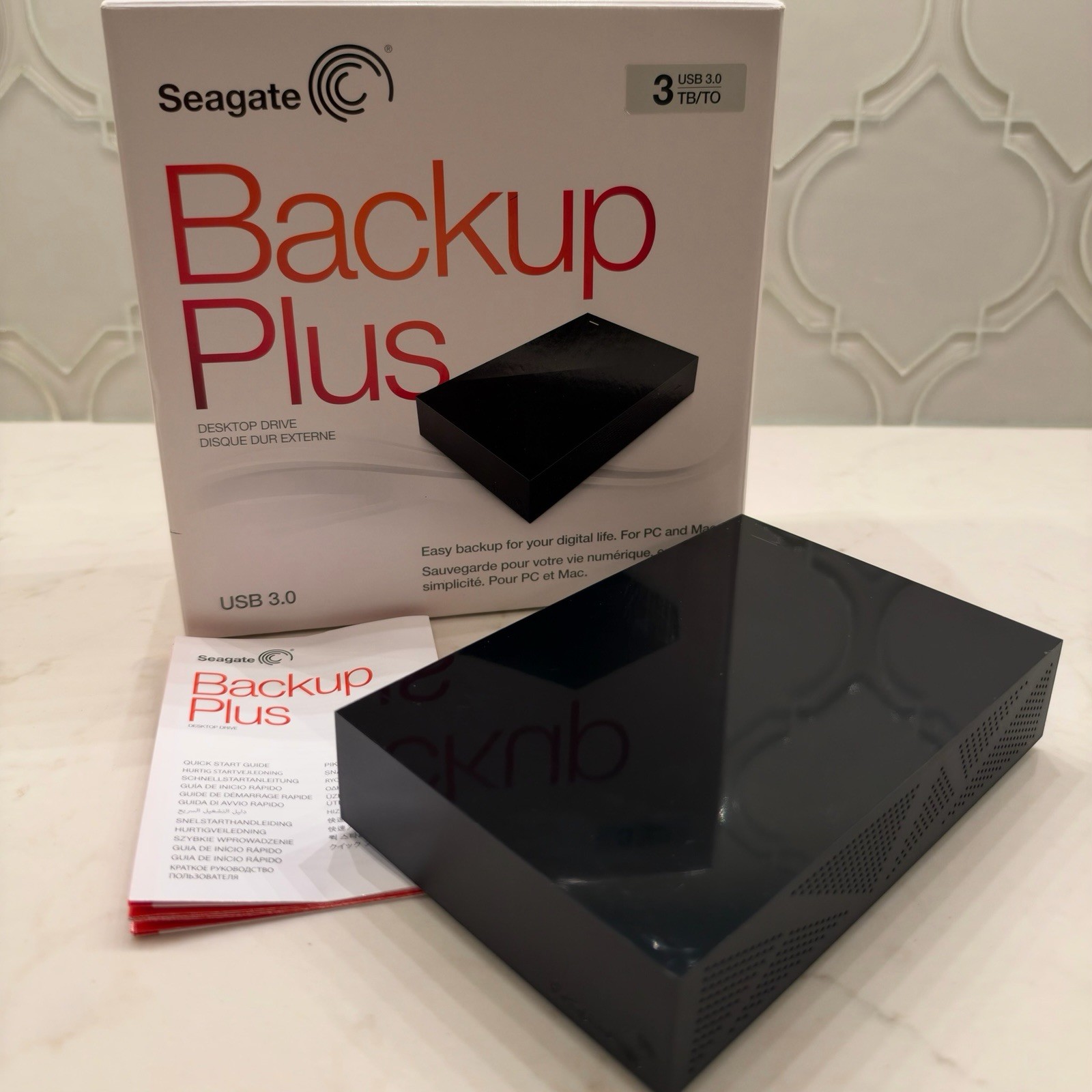 Seagate Backup Plus Desktop External Hard Drive HDD 3TB USB Complete w Cables