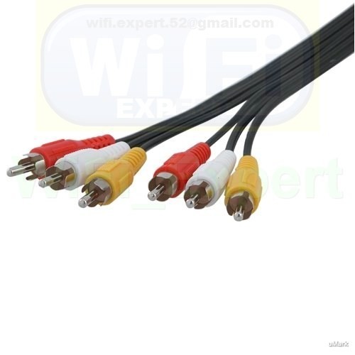 New Audio Video RCA Cable 3 feet 3 Males to 3 Males Yellow White Red V L R USA