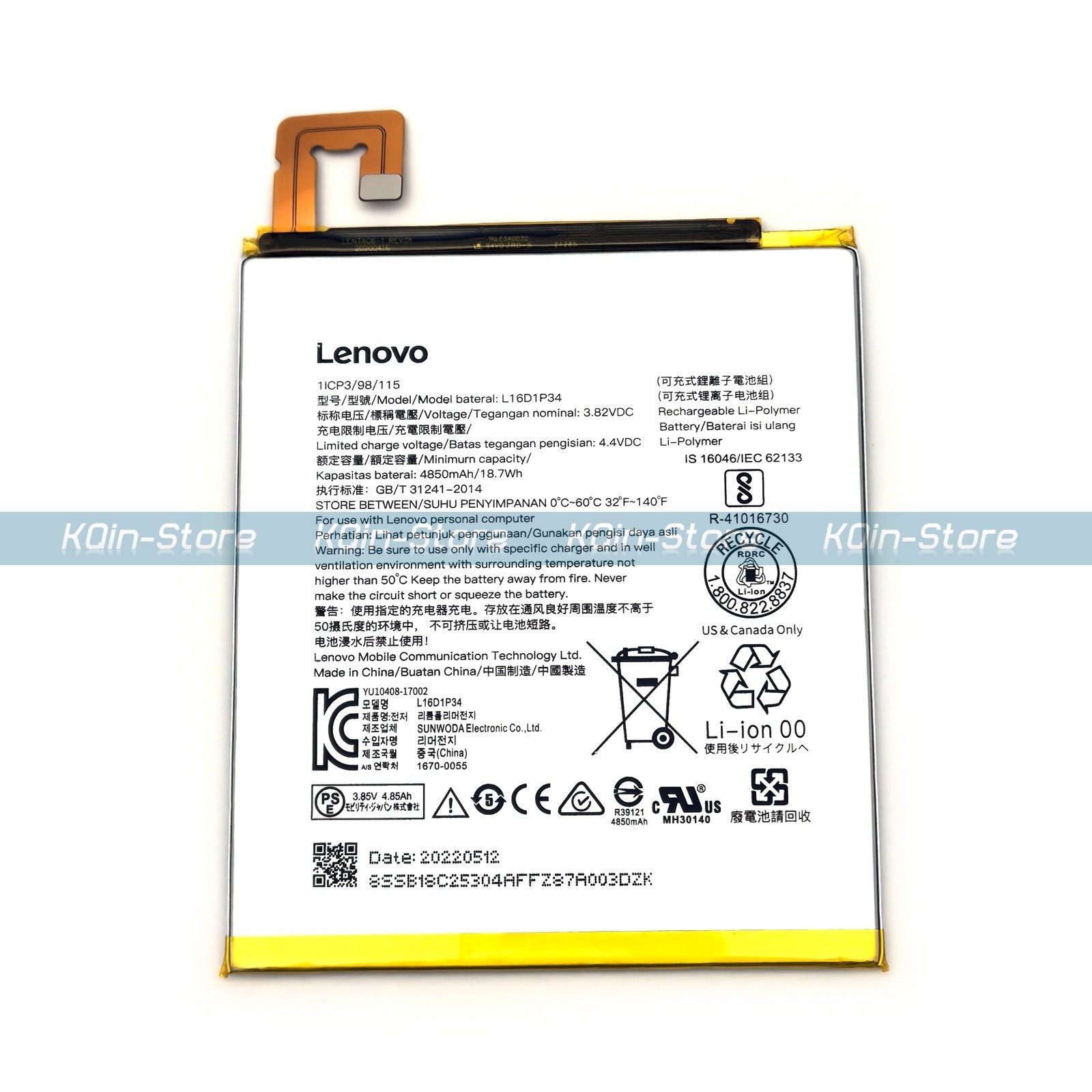 New Genuine L16D1P34 OEM Battery for Lenovo Tab 4 TB-8704X TB-8704V TB-8504N