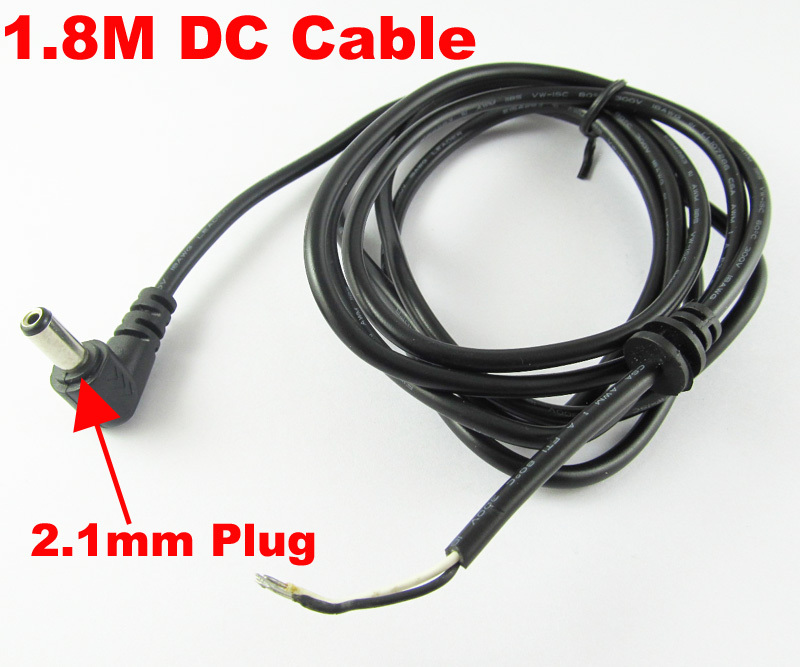 50pcs 1.8M Right Angle 5.5x2.1mm DC Power Plug Connector Cord Cable w/Lock Ring