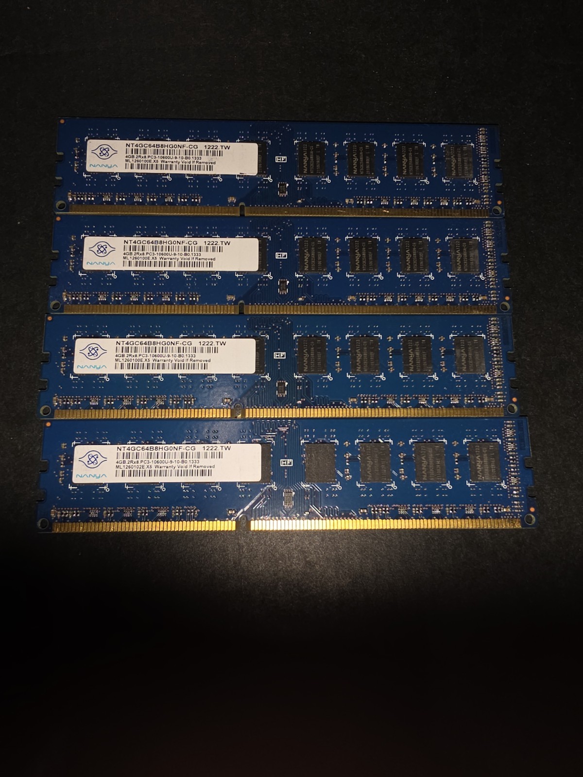 Nanya 16GB 4x4GB DDR3-1333 PC3-10600U Desktop RAM NT4GC64B8HG0NF-CG