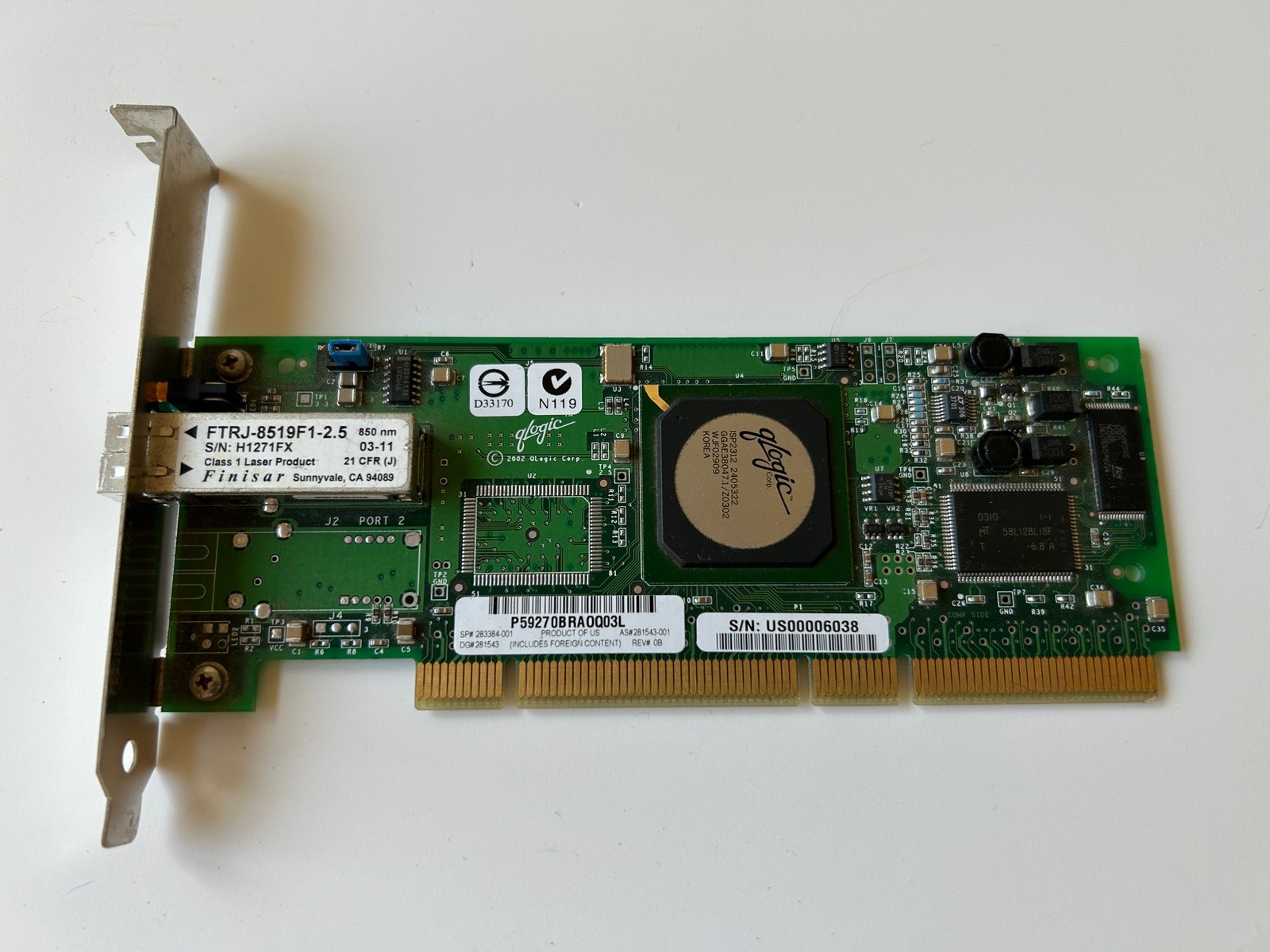 Qlogic QLA2340  FC5010409-31D 2GB Fiber Interface Card 