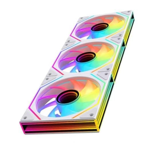 Prism6 MAX X3 120mm ARGB PC Case Fan - 3-Sided 6Max_Forward_3Pack White