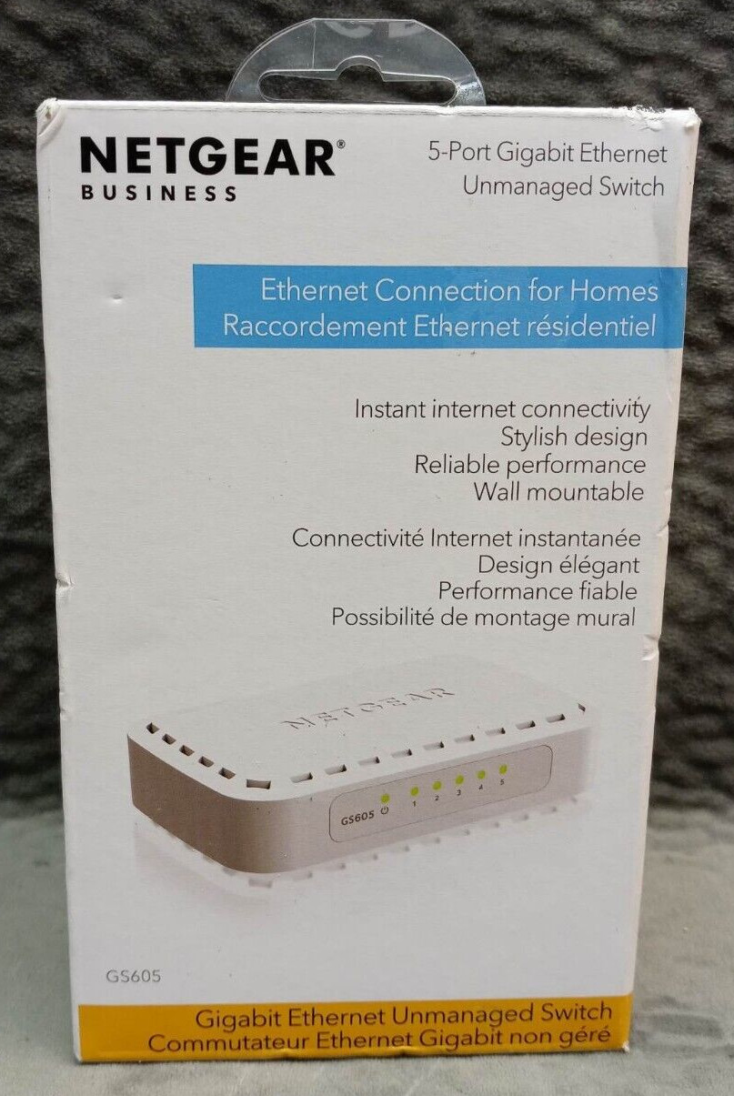 Netgear Business 5-Port Gigabit Ethernet Unmanaged Switch for Homes GS605NA