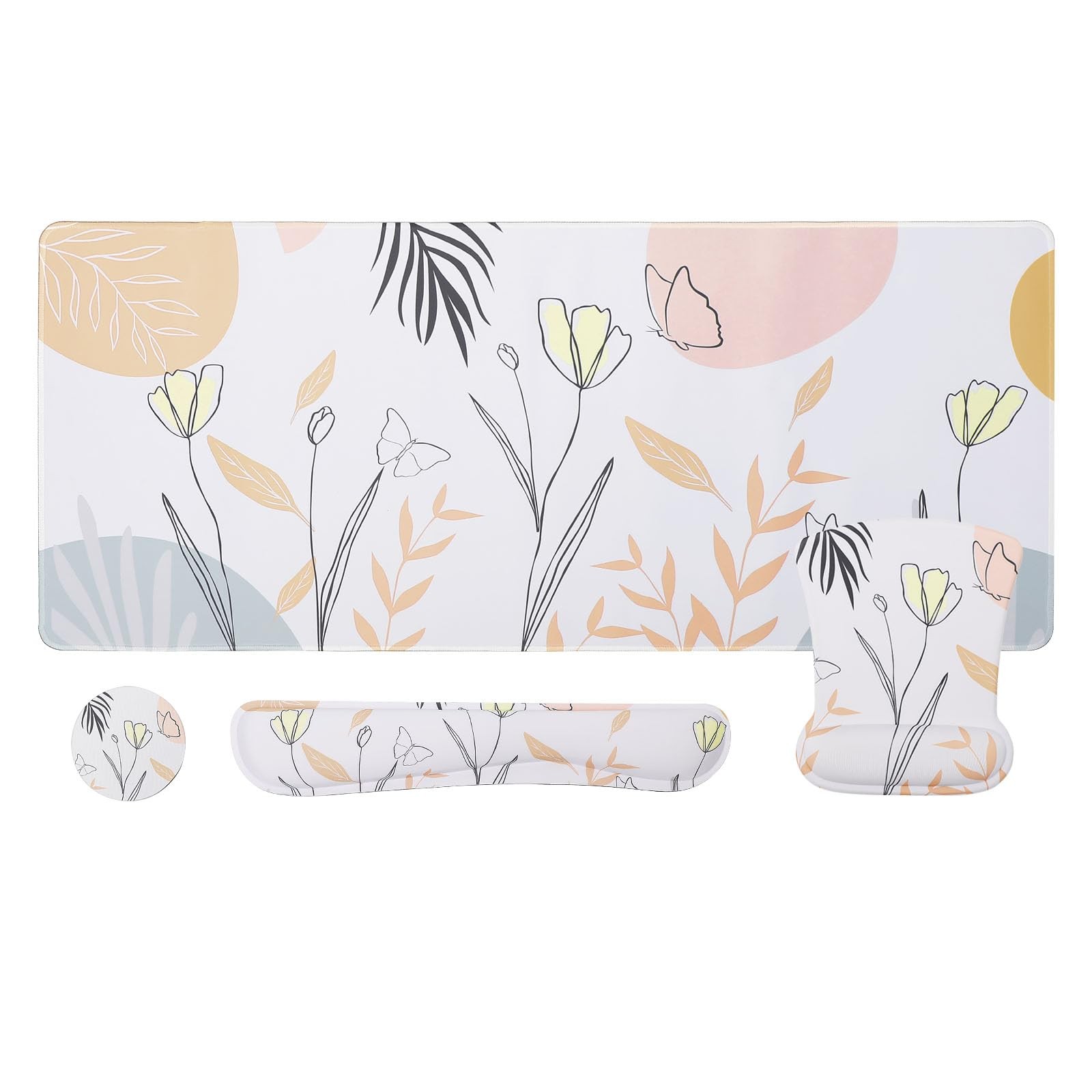 4in1 Ergonomic Memory Foam Wrist Rest Set Desk Pad Mouse Pad Keyboard