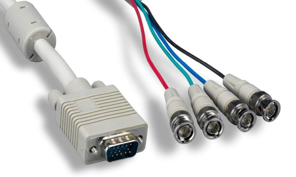 4 BNC to SUPER VGA HD15-M Cable 6FT