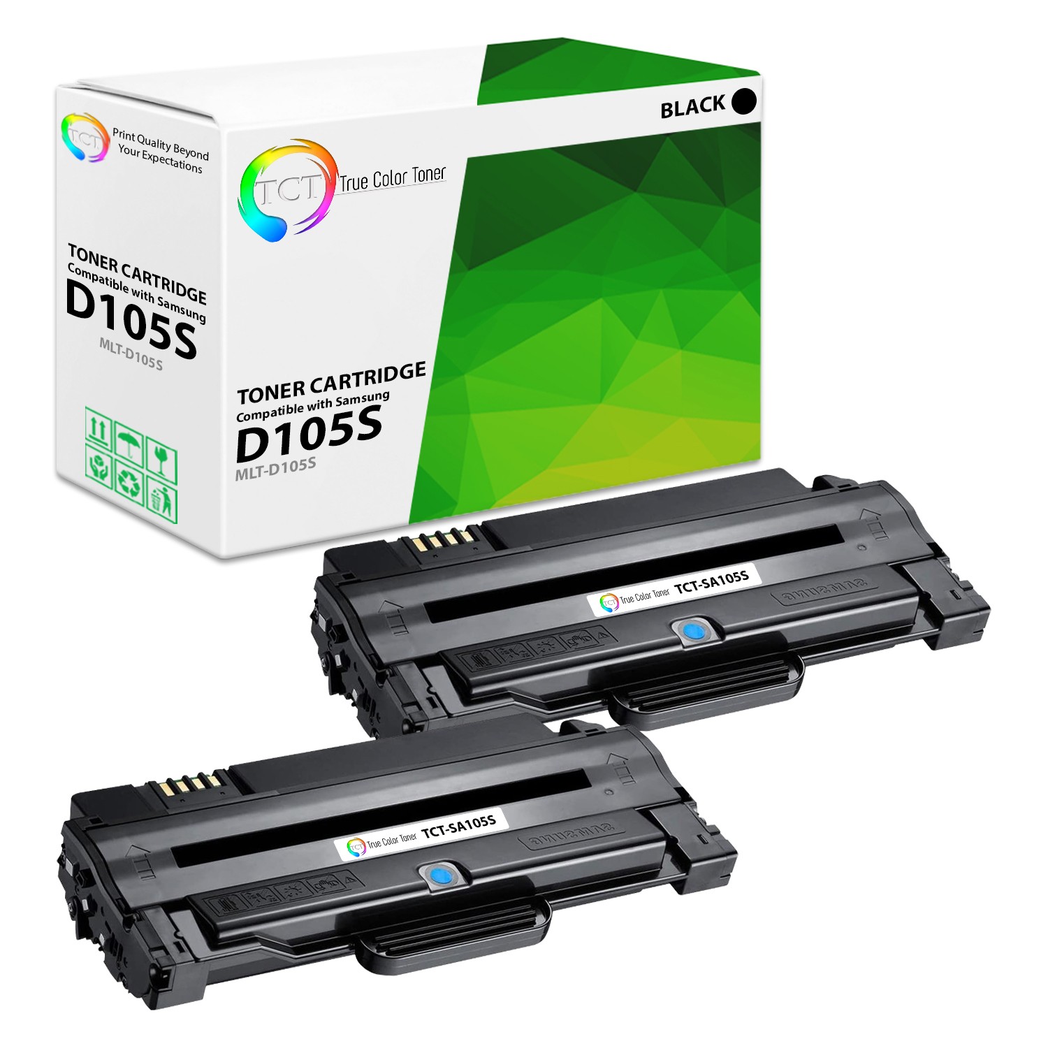 TCT 2 Black MLT-D105S Toner Cartridges For Samsung ML 1910 1915 2525 SCX 4600