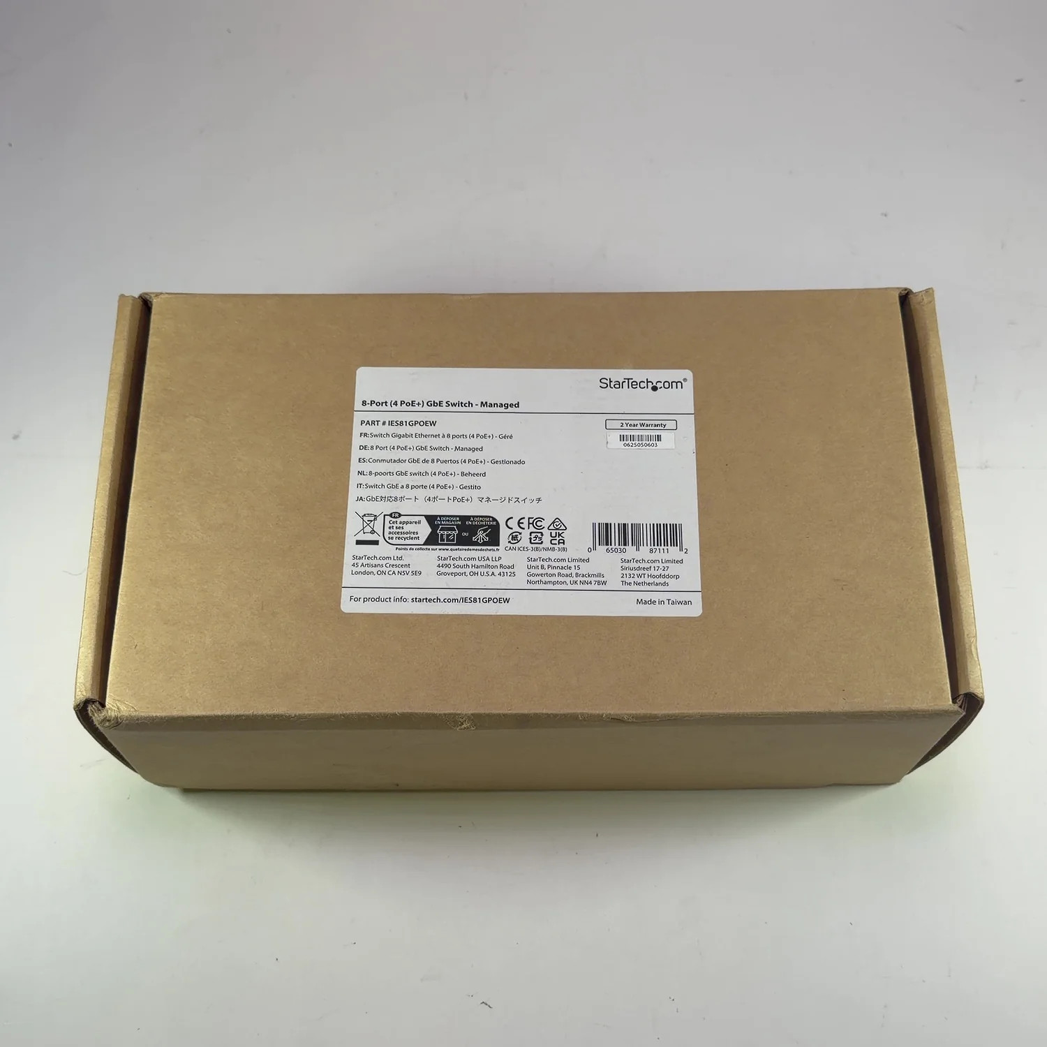 New StarTech 8-Port Gigabit Managed Switch IES81GPOEW Unclaimed