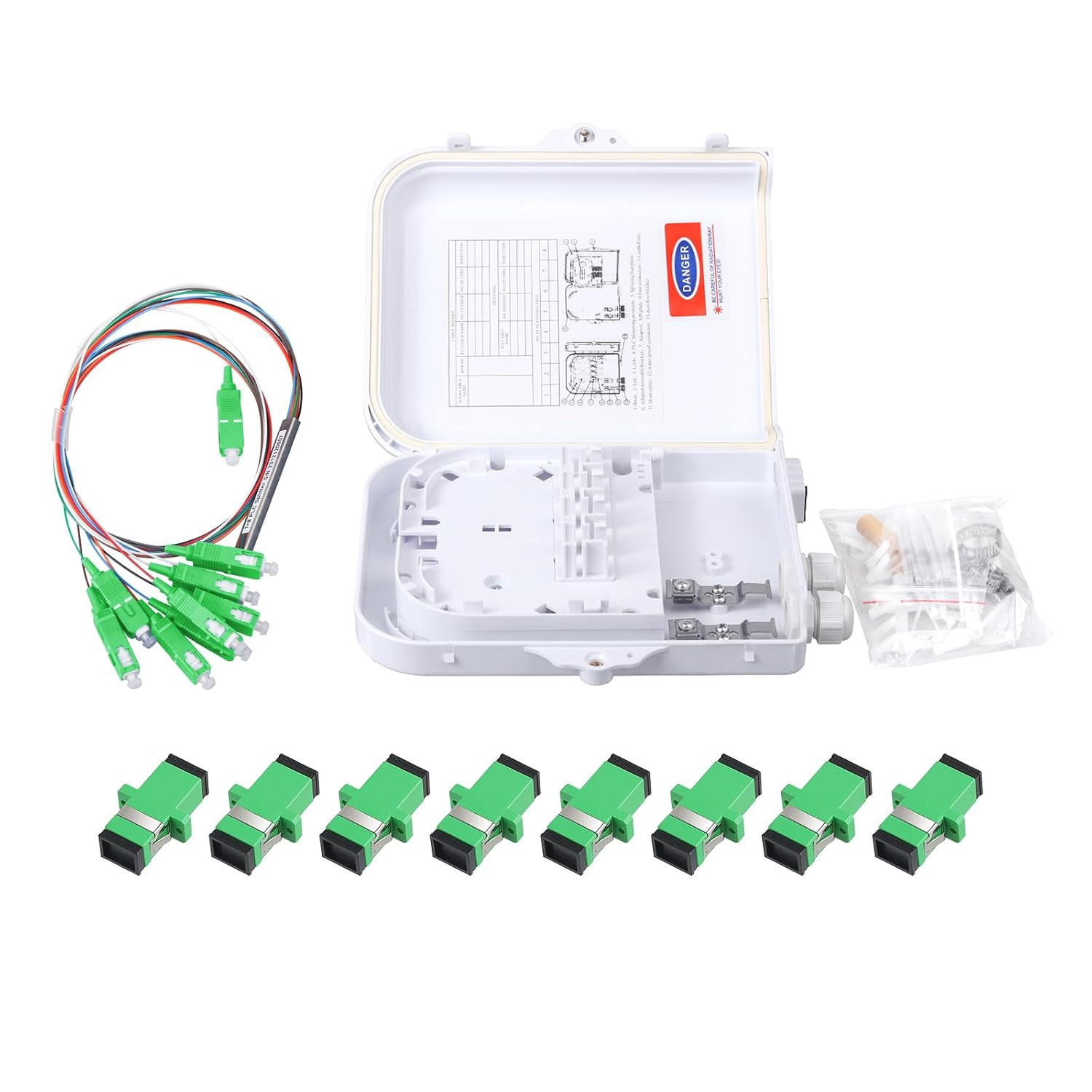 8-Core SC/APC PLC Splitter Box, Wall Mount