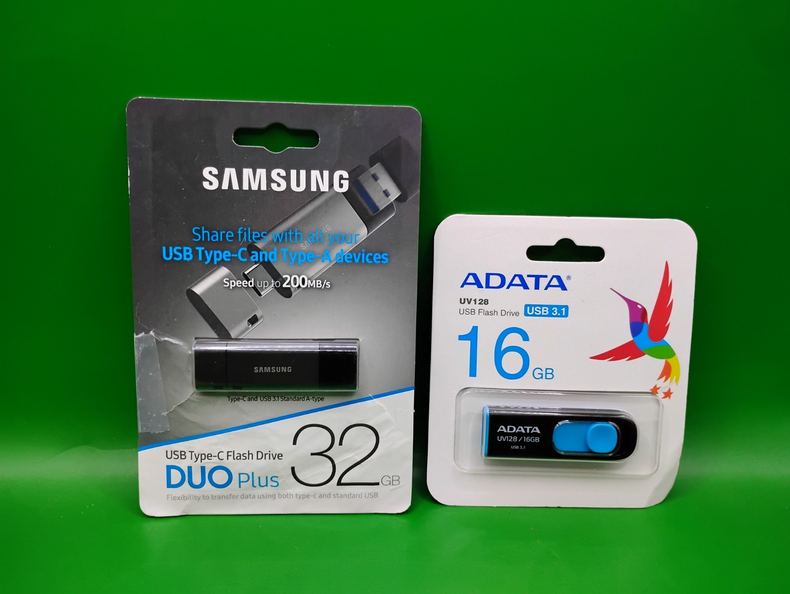 New Samsung DUO Plus USB Type-C Flash Drive 32GB MUF-32DB/AM + Adata 16GB