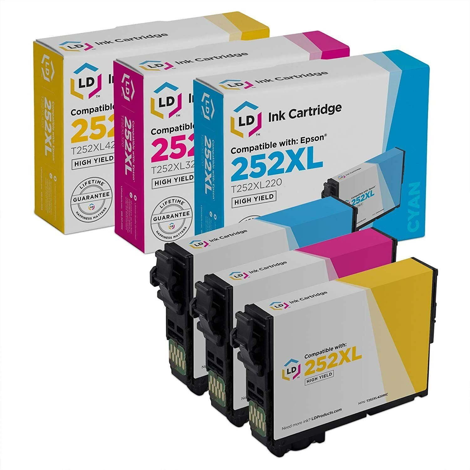 LD 3Pk Replacement Cartridges for Epson Ink 252 XL WorkForce WF-3621