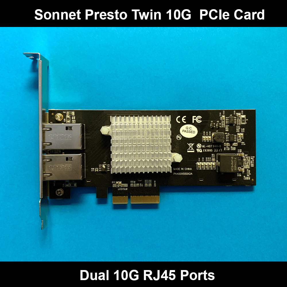 Sonnet Twin 10G (Presto) 10GbE 10GBASE-T (Dual-port, 10GBASE-T 10GbE PCIe Card)