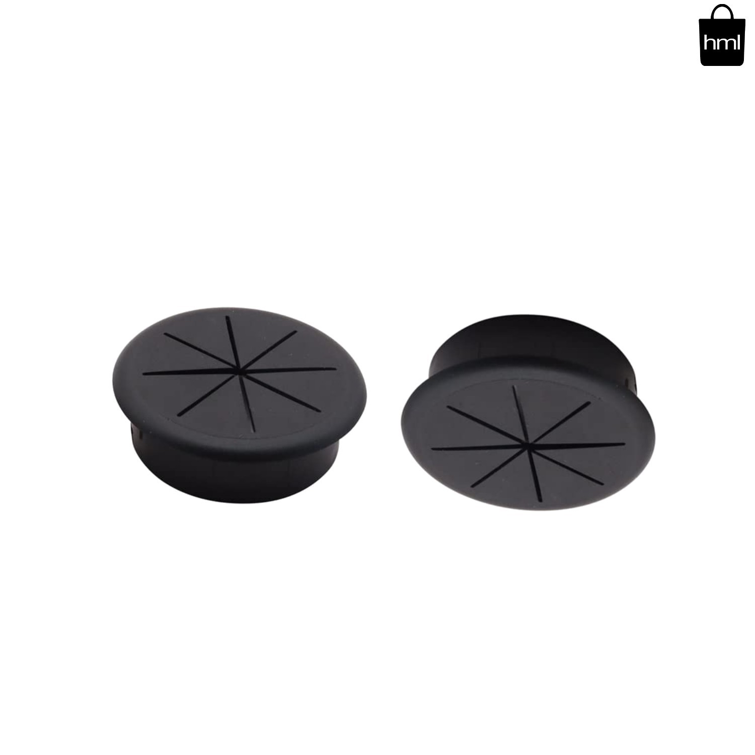 2PCS 2-Inch Black Desk Cable Grommets for Elegant Wire Management - ABS Durable