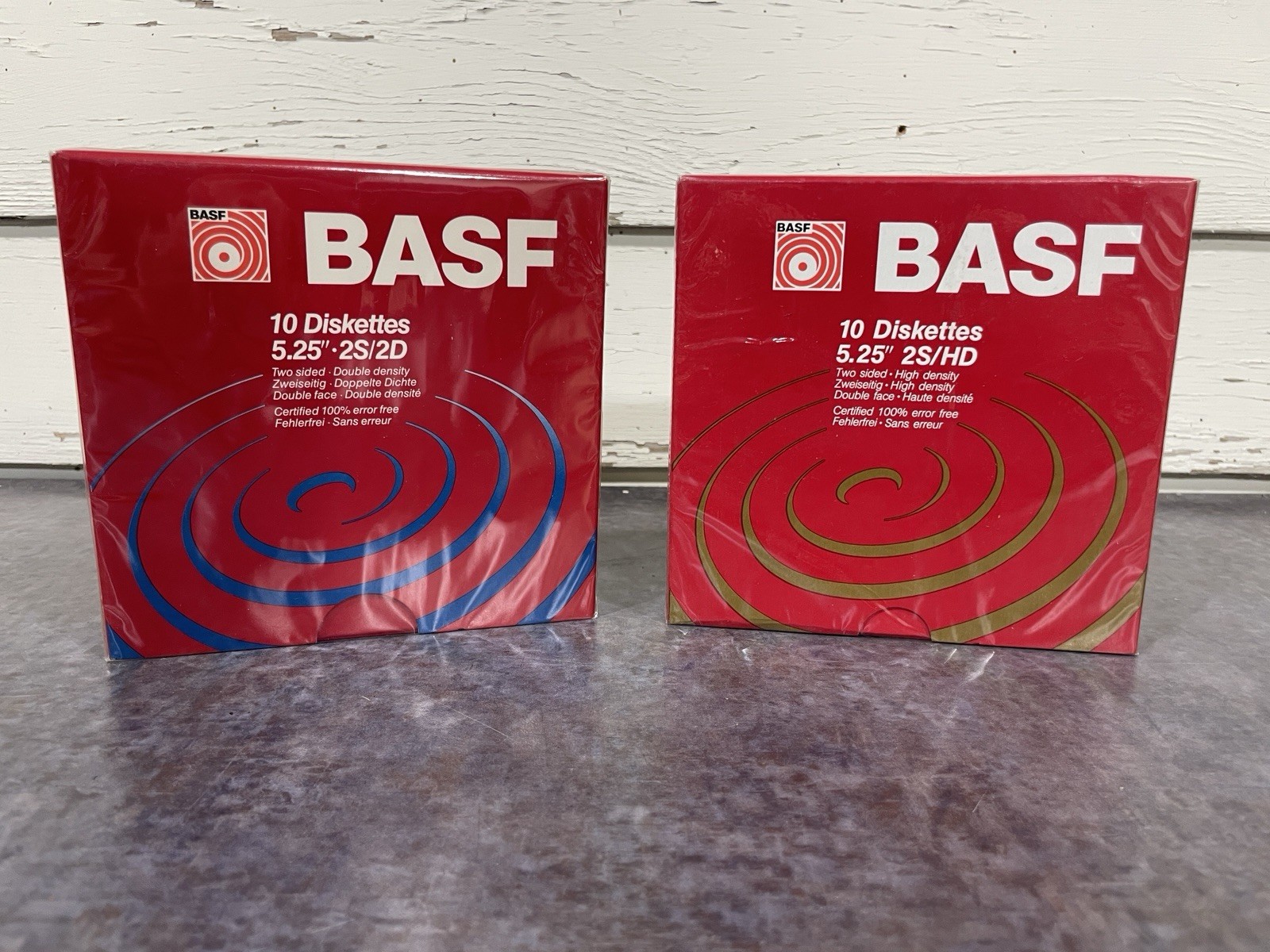 2x BASF 10 Diskettes 5.25" 2S/2D/HD Two-Sided DBL Density Floppy Disks NEW NOS