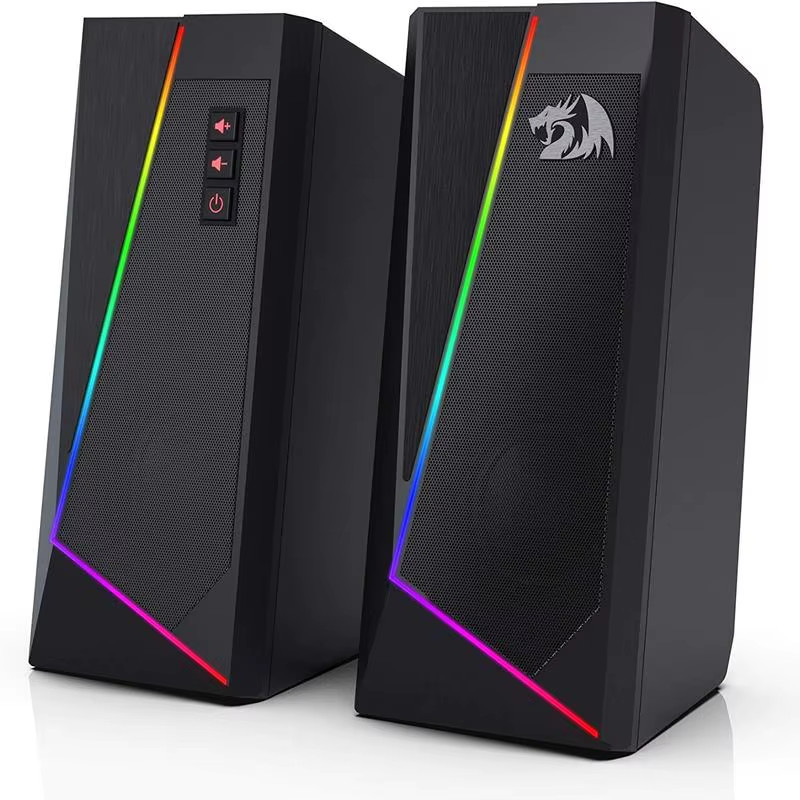 GS520 RGB Desktop Speakers, 2.0 Channel PC Stereo Speaker with 6 Colorful LED Mo