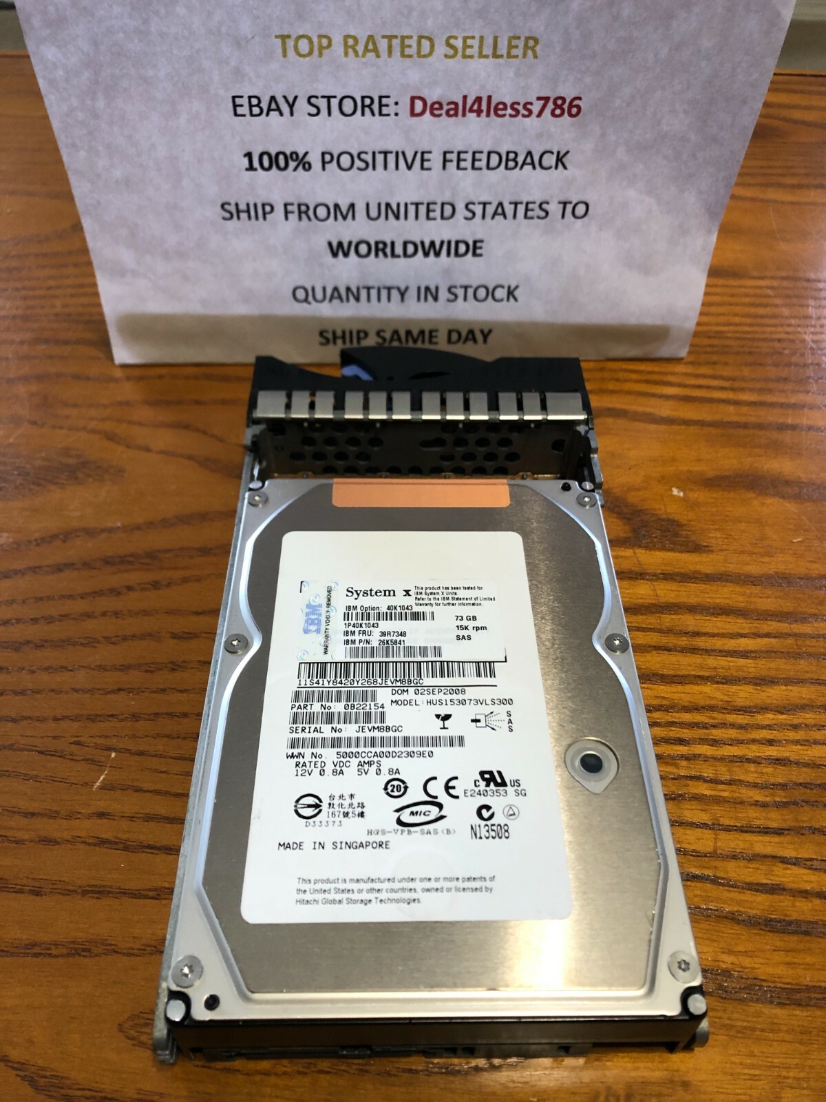 26K5841/39R7348-IBM 73.4GB 15K SAS 3.5IN W/ TRAY 