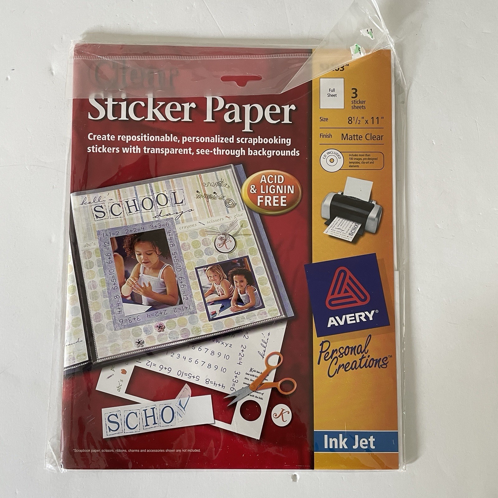 Repositionable Sticker Project Paper 8-1/2" x 11" Inkjet Printer 3 Clear NEW