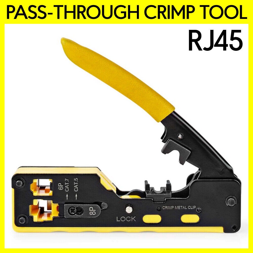 Pass-Through Crimper Crimp Tool for RJ45 Connector Cat7 Cat6a Cat6 Cat5 Cat5e