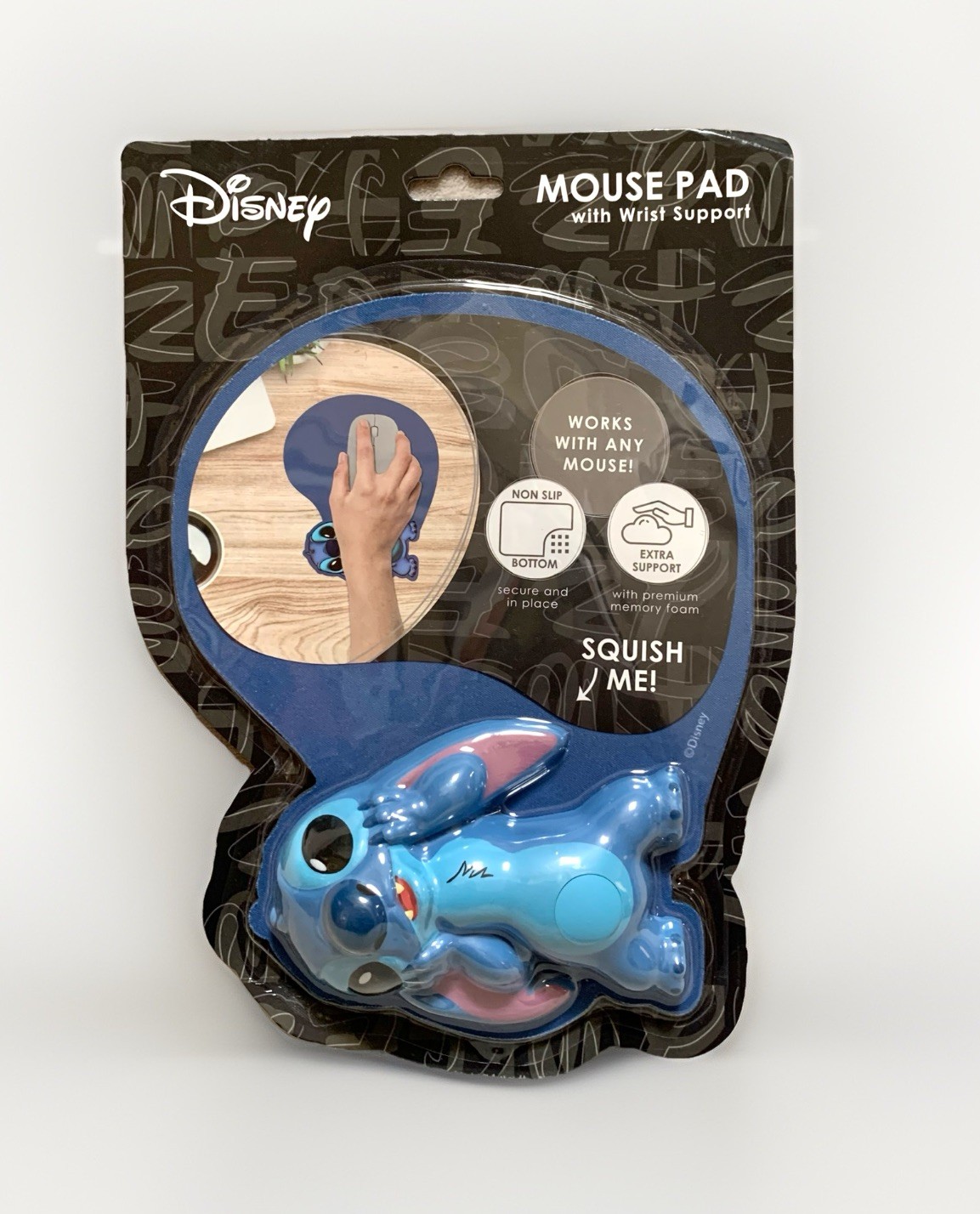 NEW Disney STITCH Blue Squishy Non-Slip Memory Foam Mouse Pad w/Wrist Support