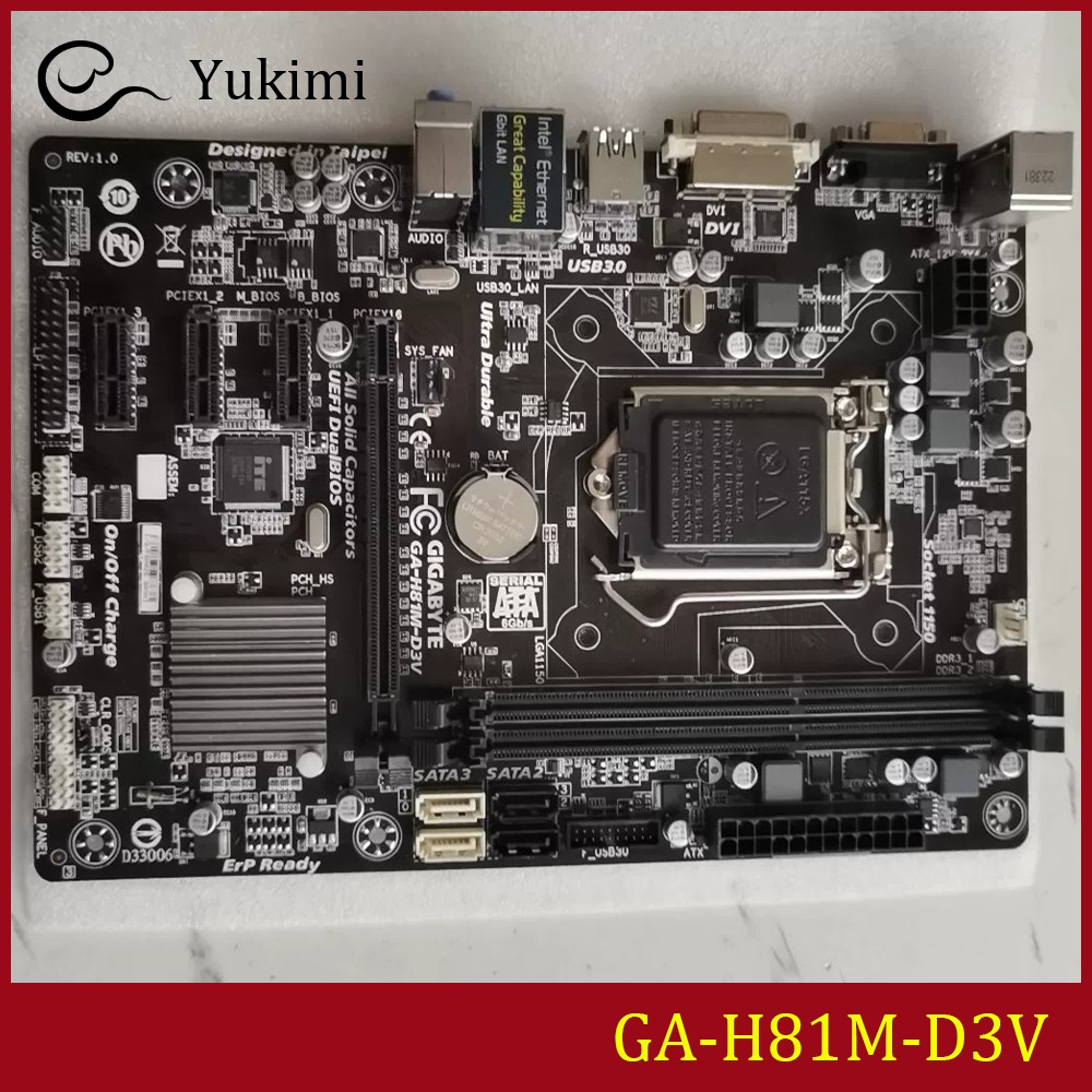 FOR GIGABYTE GA-H81M-DDR3*2 16GB LGA1150 D3V Micro ATX Ｍotherboard Test OK