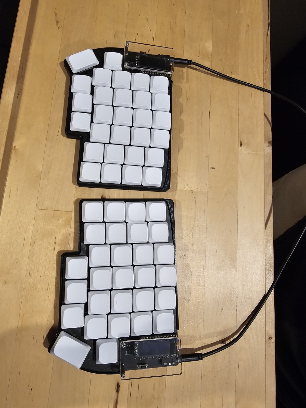 Custom Ergo Split Mechanical Keyboard Hotswap Lowprofile Blue Switches Blank Cap