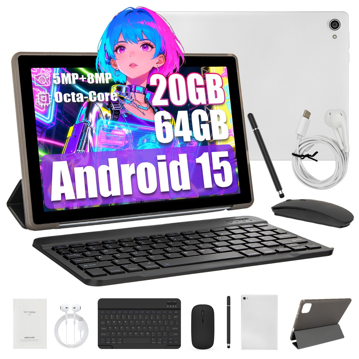 10.1 inch IPS 5MP+8MP Tablet 20GB+64GB Storage Wifi 6 Digtal amplifer Working