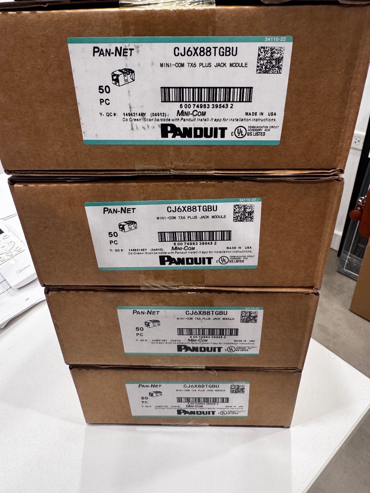 Panduit Cat6A  10 GIG jack Blue CJ6X88TGBU BOX OF 50 FAST  FROM USA