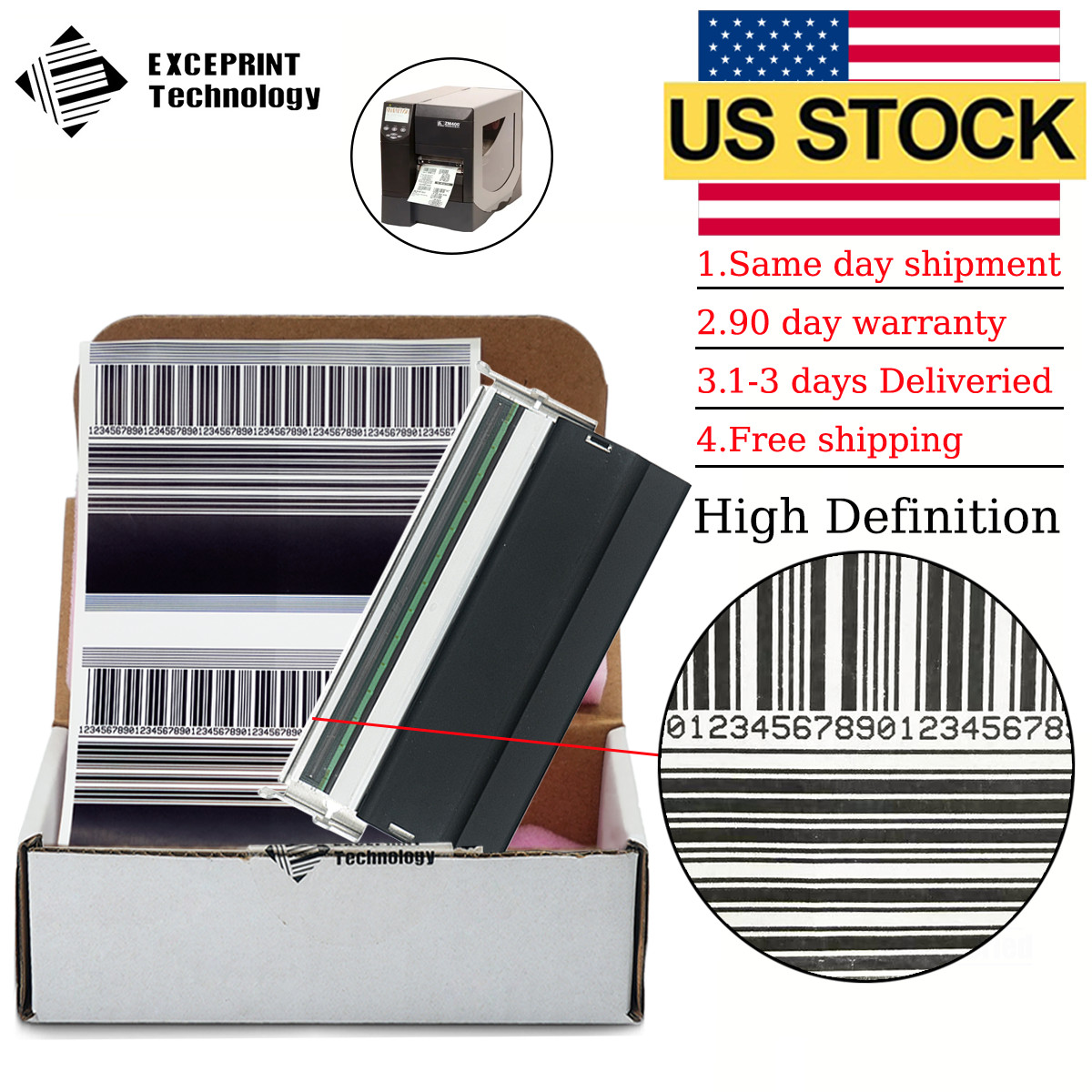 ✅ 300dpi Printhead For Zebra ZM400 Thermal Printer 305dpi 79801M USA STOCK ✅