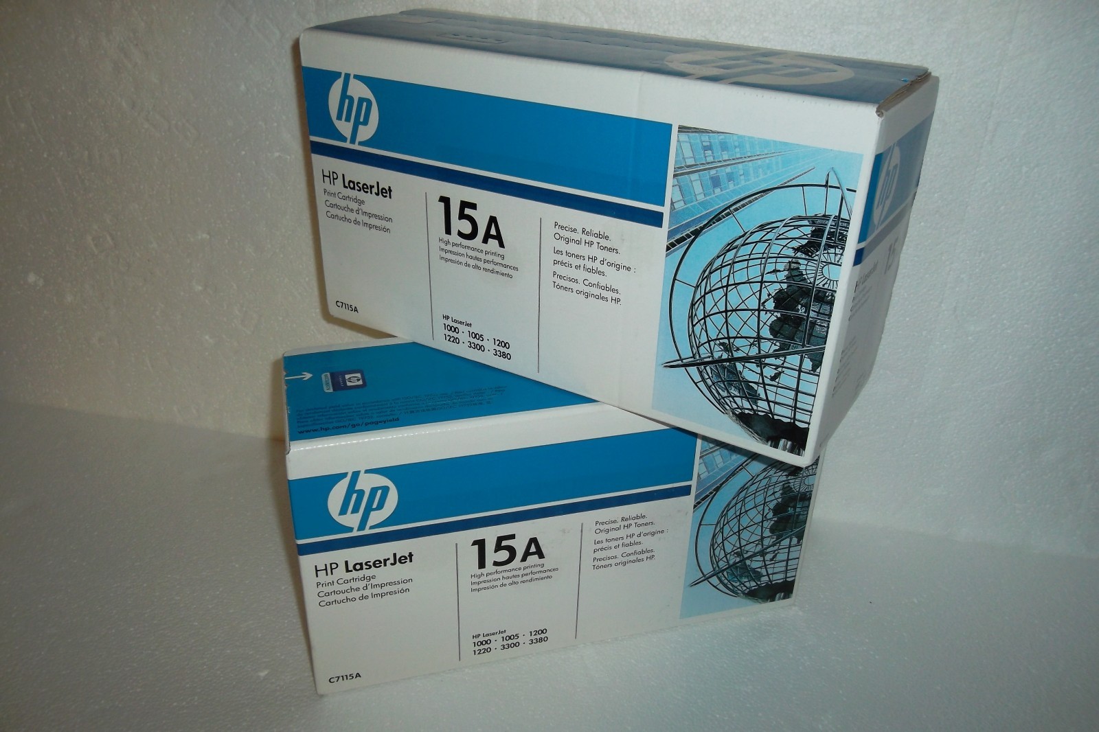 HP 15A Black Toner Cartridges 2.5K 1005 3300 C7115A NEW SEALED BOX (Qty=2) OEM