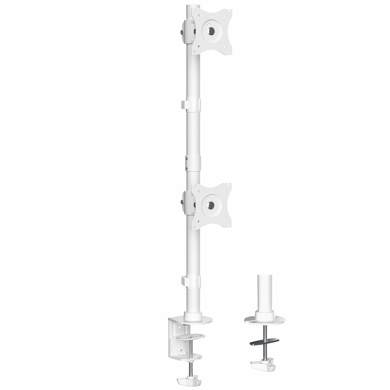VIVO White Dual Computer Monitor Desk Mount, Vertical Array, 2 Screens up to 34"