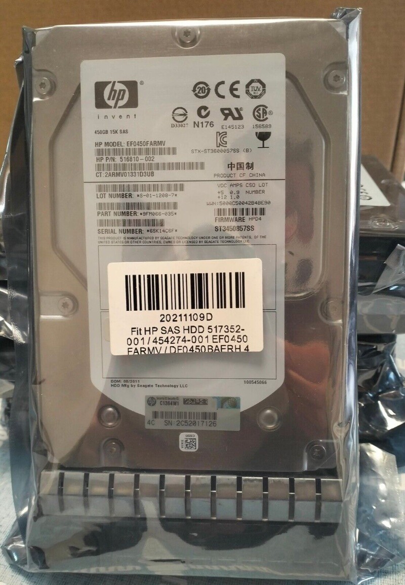 450GB 3.5" Hard Drive 454232-B21 454274-001 480528-002 15K dp SAS